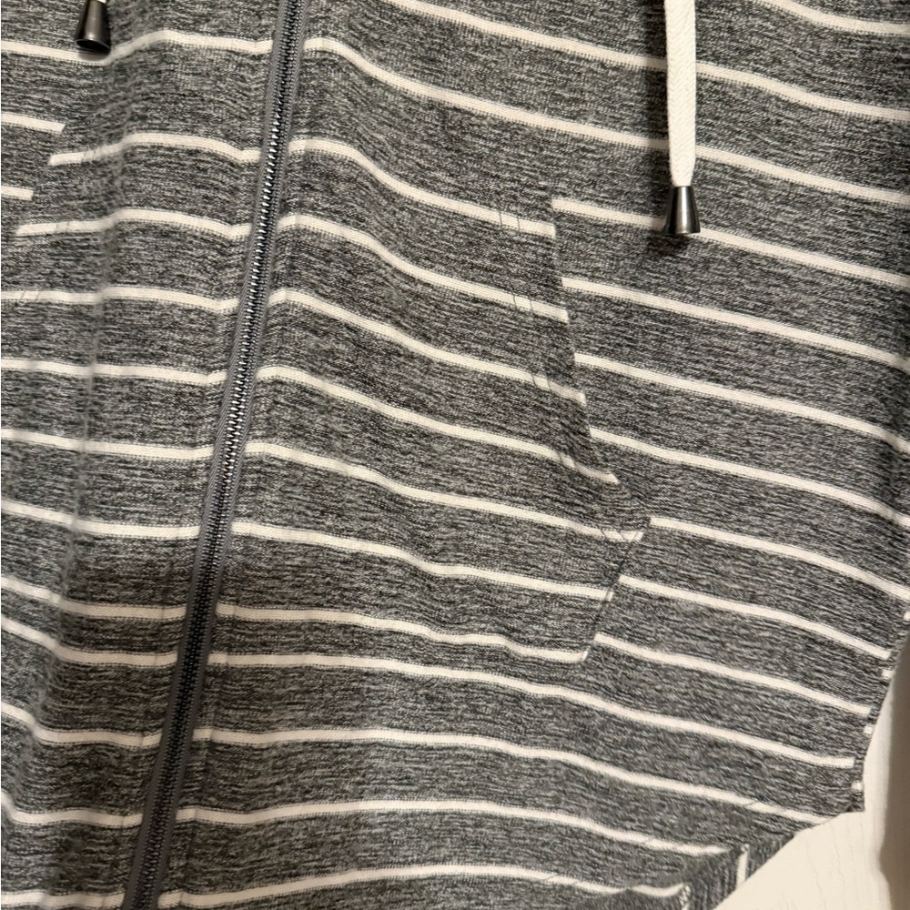 Maurices Gray and White Striped Hoodie Jacket - Picture 4 of 5